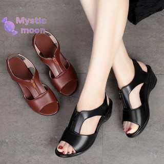 [Mystic] Dép Nữ Mùa Hè 2025 Phong Cách Mới Miệng Cá Nêm Gót Đế Mềm Dép Trung Niên Và Người Cao Tuổi Giày Nữ Trung Niên Thời Trang [Mới]