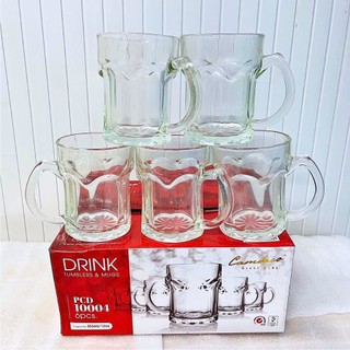 [Giá Xưởng] Bộ 6 Ly Thủy Tinh PCD10004 Có Quai, Dung Tích 355ml – Uống Bia, Nước Giải Khát