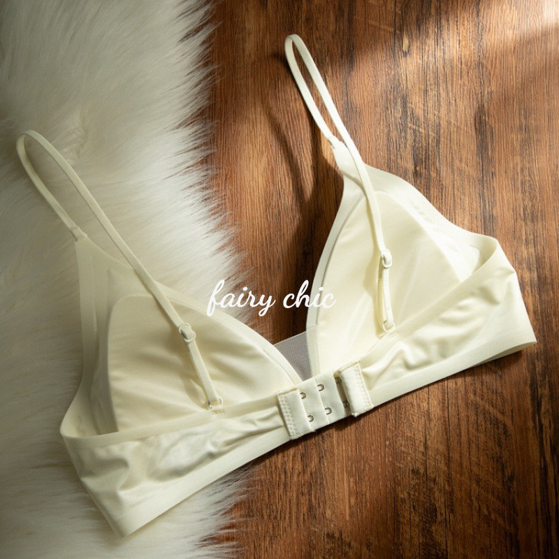 Sữa Satin Pháp Cổ Chữ V Sâu Liền Mạch Tam Giác Cốc Áo Ngực Gợi Cảm (0.3CM) S-XL