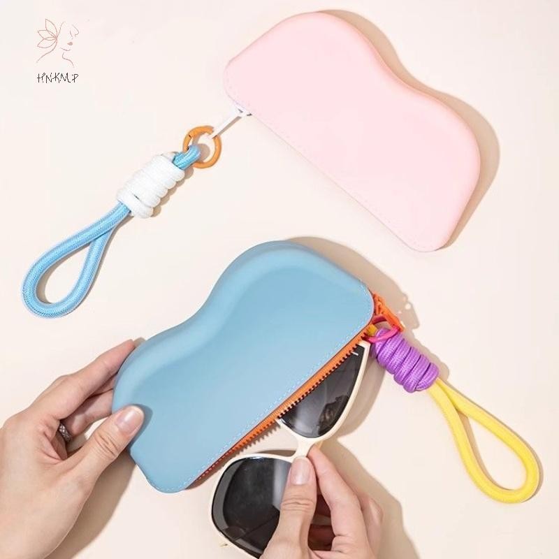 HNKMP Silicone Mềm Dây Kéo Kính Túi Kính Mát Bảo Quản Chống Nước Túi Bảo Vệ Ví Đựng Tiền Xu Hộp Kính Chống Bụi.