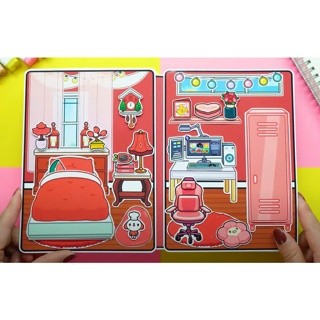Đô chơi giấy, đồ chơi thủ công Ngôi nhà táo đỏ toca boca búp bê giấy cady home paper