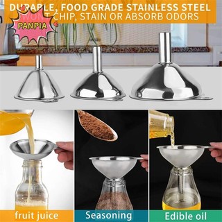 Phễu thép không gỉ kim loại Pnpia 5, Bộ 3 Phễu nhỏ và lớn, Phễu cấp thực phẩm cho các cửa hàng nhà bếp
