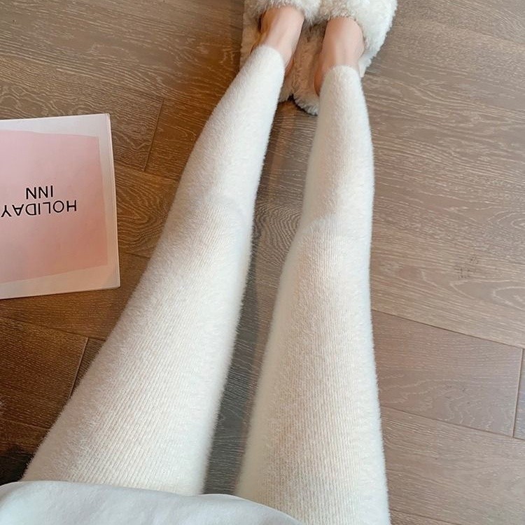 Thường Ngày Dày Phụ Nữ Giữ Ấm. Quần Legging Lông Cừu Skinny Ôm Hơn Nhìn Co Giãn Skinny Quần Ngoài Quần Cotton Cao Cấp