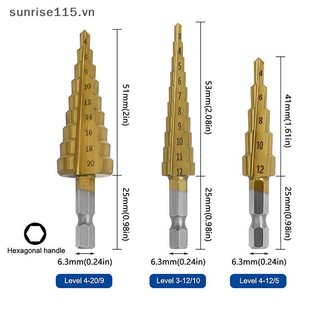 Bộ mũi khoan tháp khoan thang mạ titan hình lục giác SRVN Bộ 3-12 / 4-12 / 4-20mm Bộ ba mảnh nhỏ.