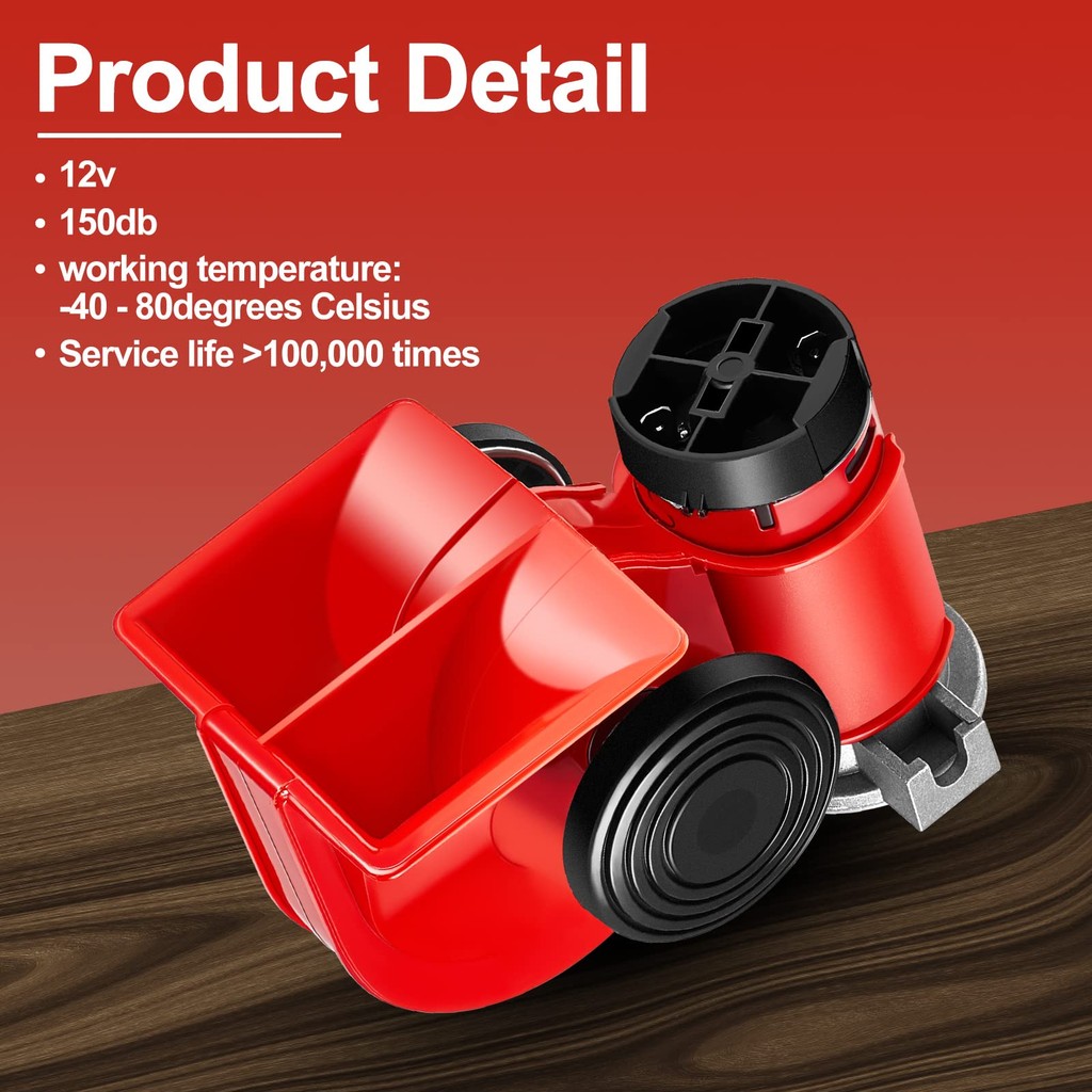 12V / 24V Sừng Ô Tô Kiểu Ốc Sừng Không Khí Âm Lượng Siêu Lớn Có Máy Nén, Thích Hợp Cho Xe Tải, Ô Tô, Xe Jeep, Xe Máy