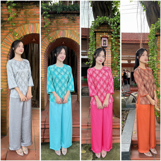 set gấm lụa cao cấp, thời trang nữ lụa mặc lễ tết( nguyên bộ)