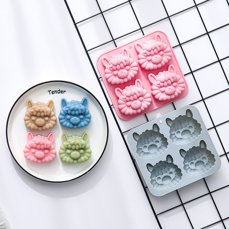 4 Khoang Alpaca Mô Hình Khuôn Silicon Mousse Bánh Epoxy Tráng Miệng Pudding Socola Thơm Thạch Cao Xà Phòng Handmade DIY Dụng Cụ Nướng
