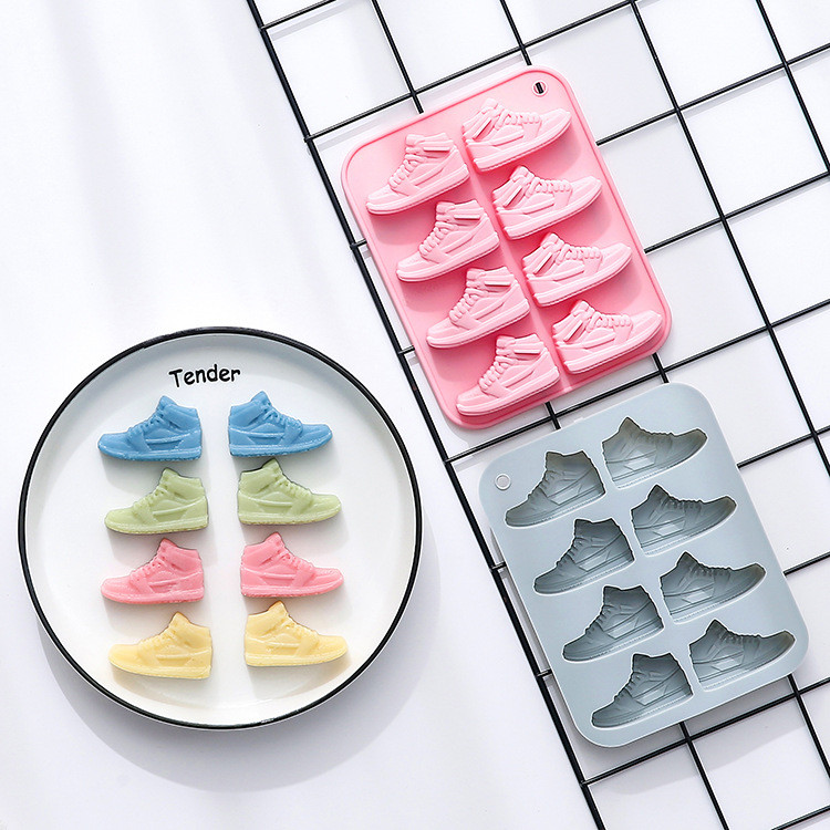 8 Khoang Sneaker Mô Hình Khuôn Silicon Khuôn Socola Fondant Jelly Epoxy Ice Cube Khuôn Silicon DIY Dụng Cụ Nướng Bánh * - * &