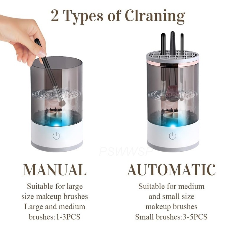 [Cổ phiếu địa phương] Máy làm sạch cọ trang điểm bằng điện tự động 3 trong 1 Bàn chải trang điểm Giá phơi Bàn chải Giá đỡ Dụng cụ đứng Máy làm sạch cọ trang điểm tự động