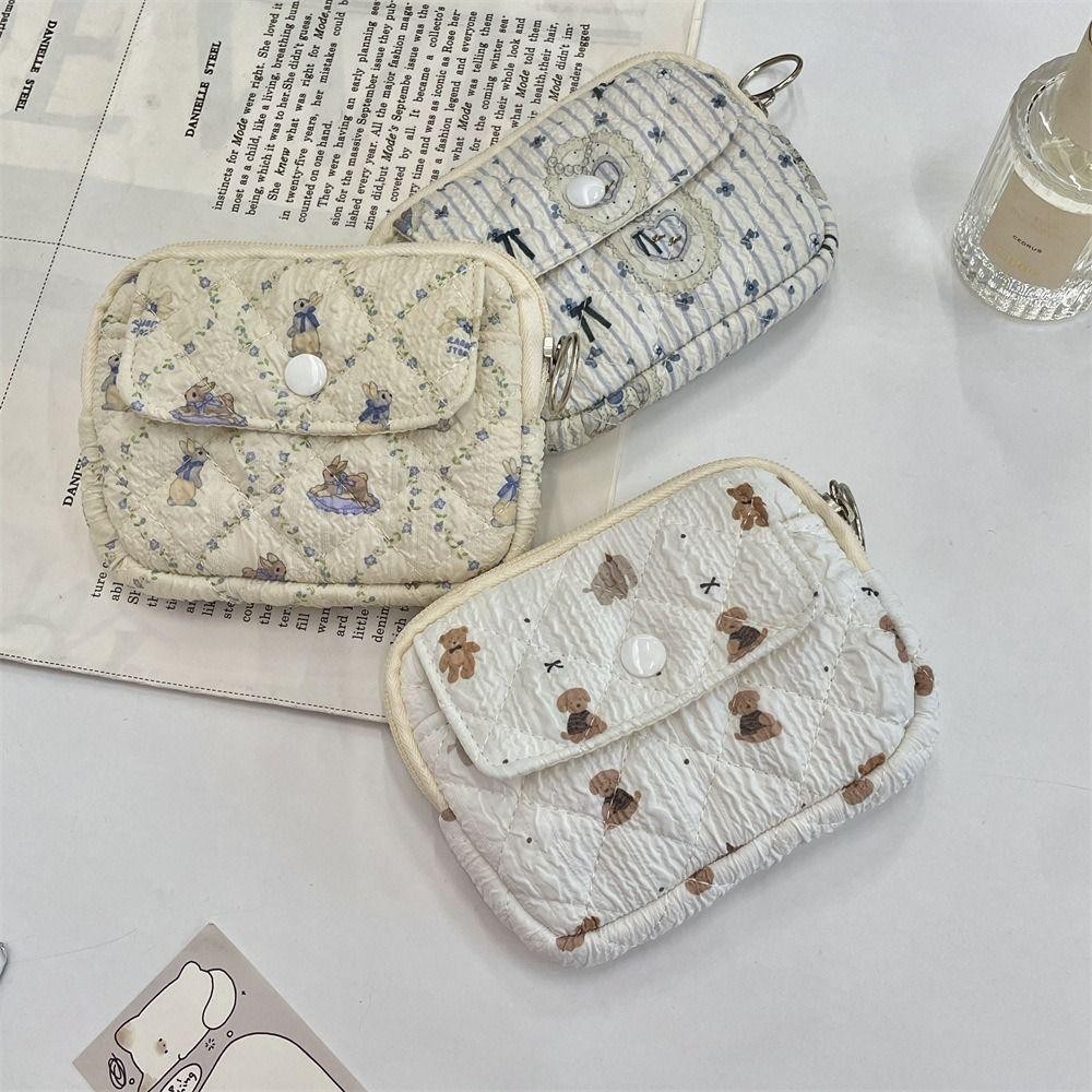 Ví đựng tiền xu chìa khóa GUSTAVA, Giá đỡ ID Quilted Ví đựng tiền xu di động, Túi lưu trữ Quilted dễ thương hoa hoạt hình