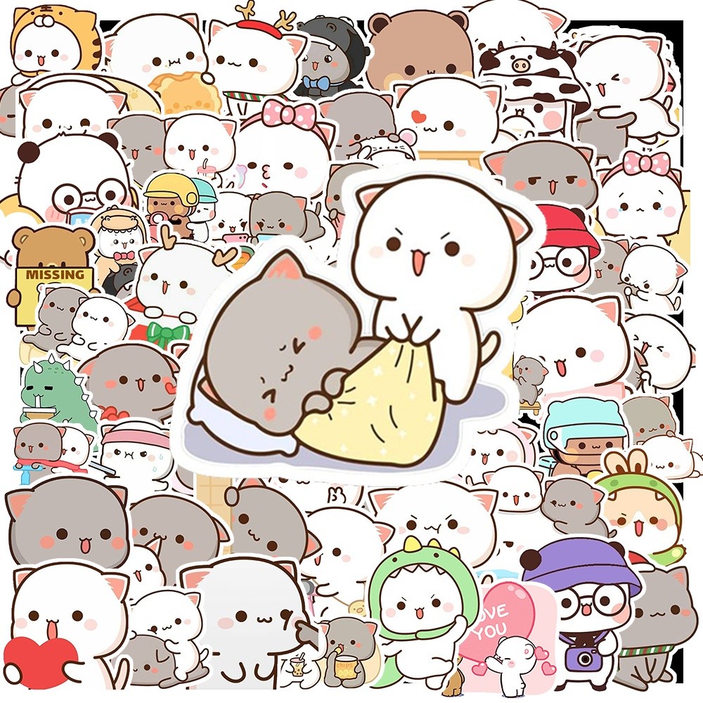 50 cái Nhãn Dán Mèo Mochi chống nước, Hình Dán Mochi Cat giá rẻ, decal Mochi