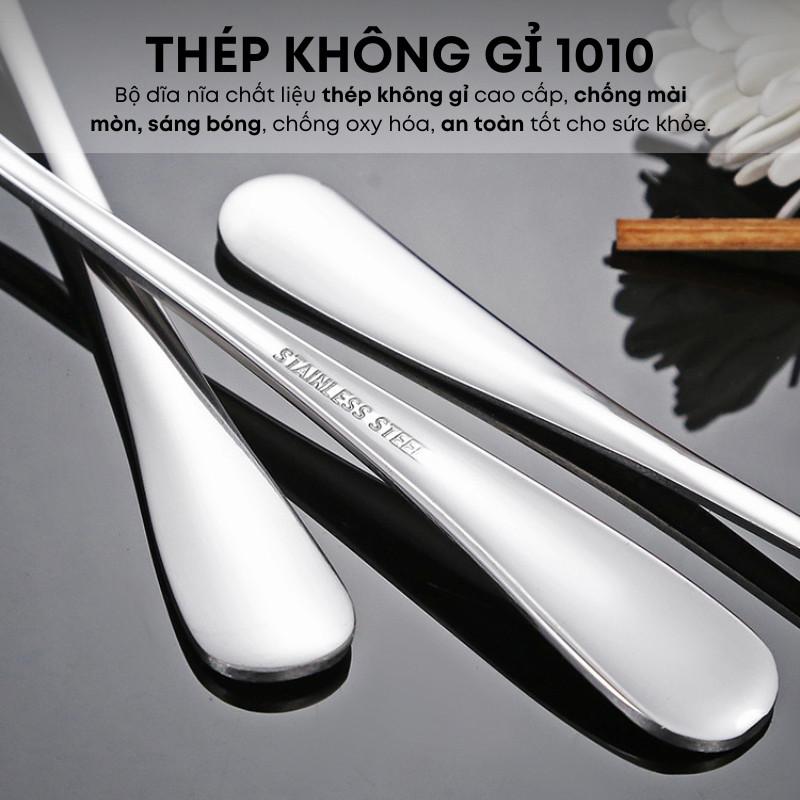 Dao Bàn Ăn Inox Cao Cấp - Dùng Ăn Tráng Miệng, Bít Tết, Đồ Âu - Thép Không Gỉ Sáng Bóng - Cho Gia Đình, Nhà Hàng 1010
