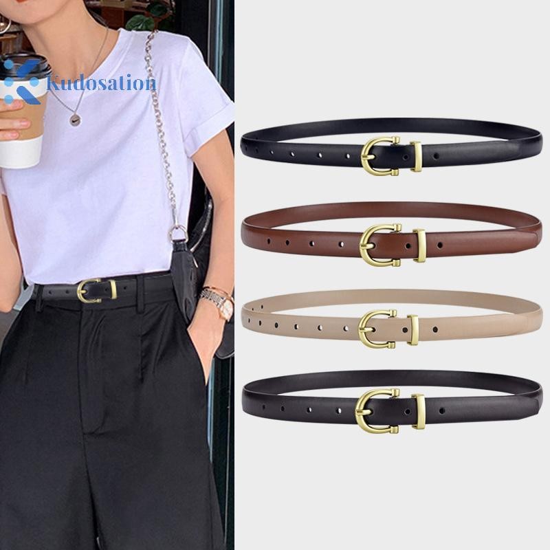 Kudosation Thời Trang Hàn Quốc Cổ Retro Đơn Giản Nữ Thanh Thiếu Niên Mỏng Phong Cách Thắt Lưng Quần Jean Nữ Đa Năng Có Thể Điều Chỉnh Thắt Lưng