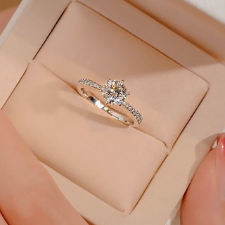 Nhẫn Nữ Giả Moissanite 1 Karat Sáu Móng Vuốt Nhẫn Kim Cương Mở Có Thể Điều Chỉnh 2025 Mới Cưới Cầu Hôn Nhân Tạo Nhẫn Kim Cương Quà Tặng Cặp Đôi
