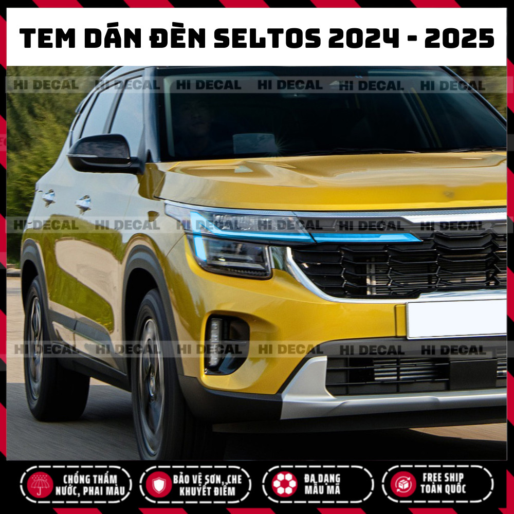Tem dán đèn Seltos 2024 - 2025 Form Mới, tem dán đèn Seltos điểm nhấn chống nước bền màu