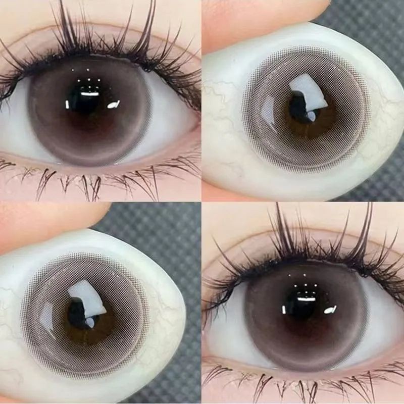 [0.00--6.00] Kính áp tròng Set 2 chiếc Ống kính áp tròng màu xám 14,5mm một năm 0,00---6,00 độ 03