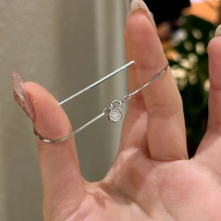 Vòng Tay Vàng Nữ Kim Cương Đơn Dây Chuyền Bạc Bong Bóng Xương Rắn Đơn Giản Handmade Trang Sức Sinh Viên Trang Sức Quà Tặng