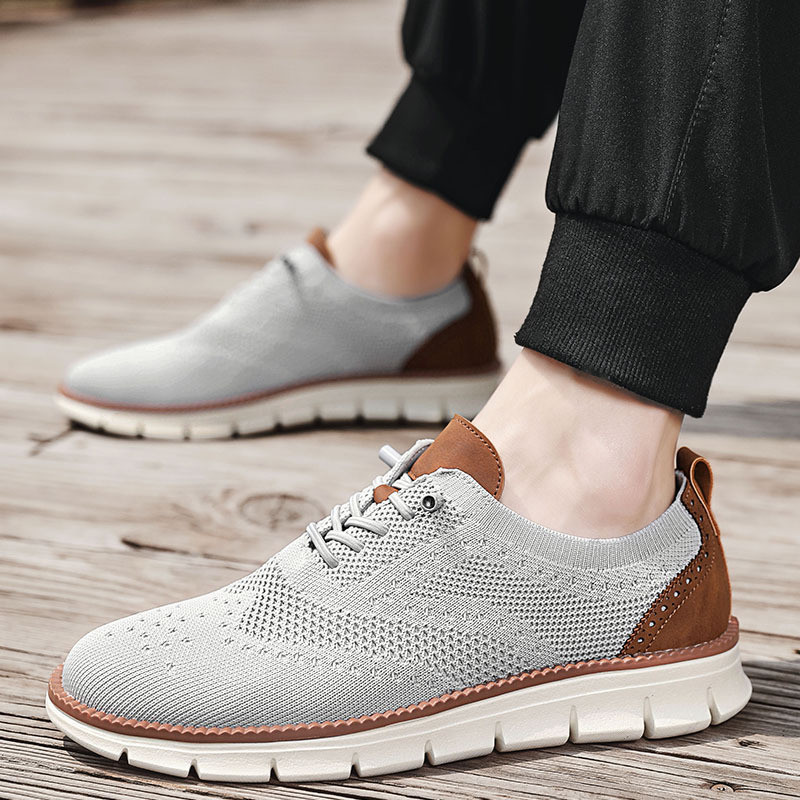 Mùa Xuân 2024 Mùa Thu Nhẹ Buộc Dây Thể Thao Giày Nam Thoáng Khí Flyknit Loafers Nam Plus Size Giày Nam