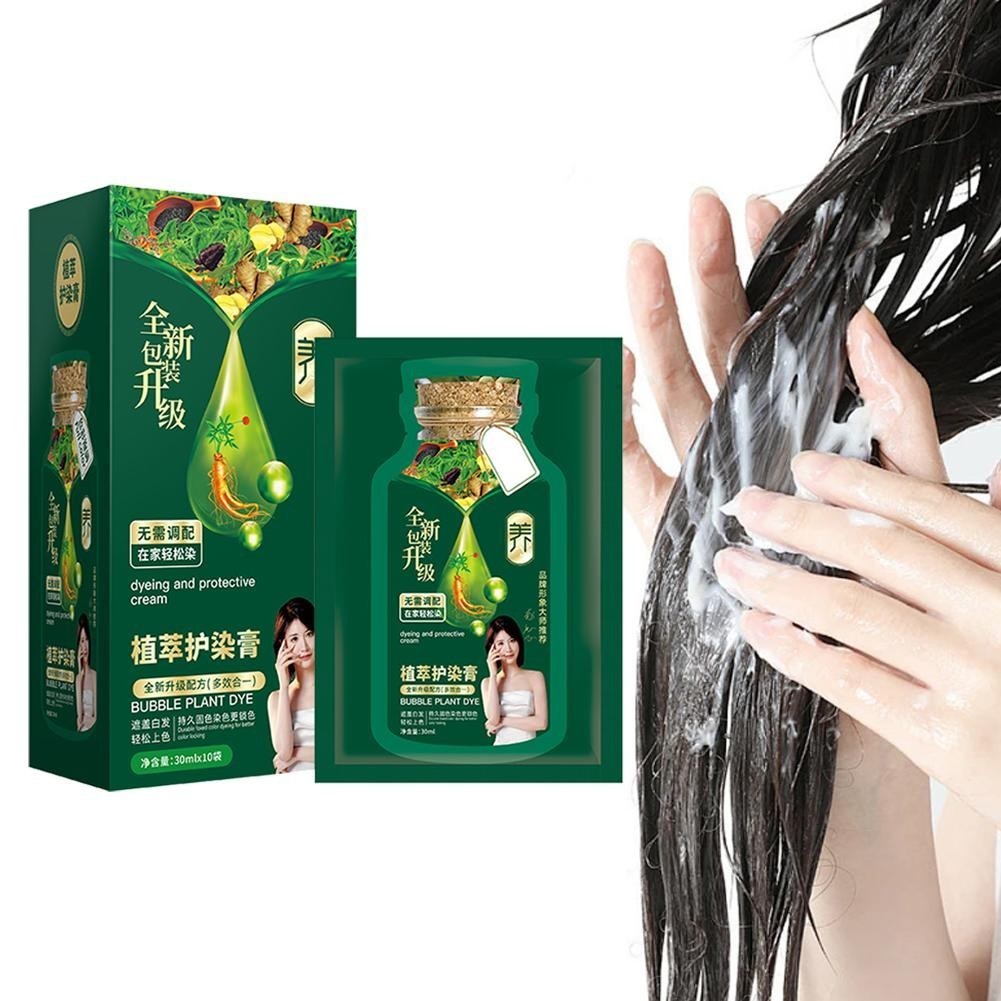 10 Túi Thuốc Nhuộm Tóc Chiết Xuất Thực Vật 30ml Bao Trắng Thuốc Nhuộm Mới Tóc Không Dính Thuốc Nhuộm Da Đầu O9