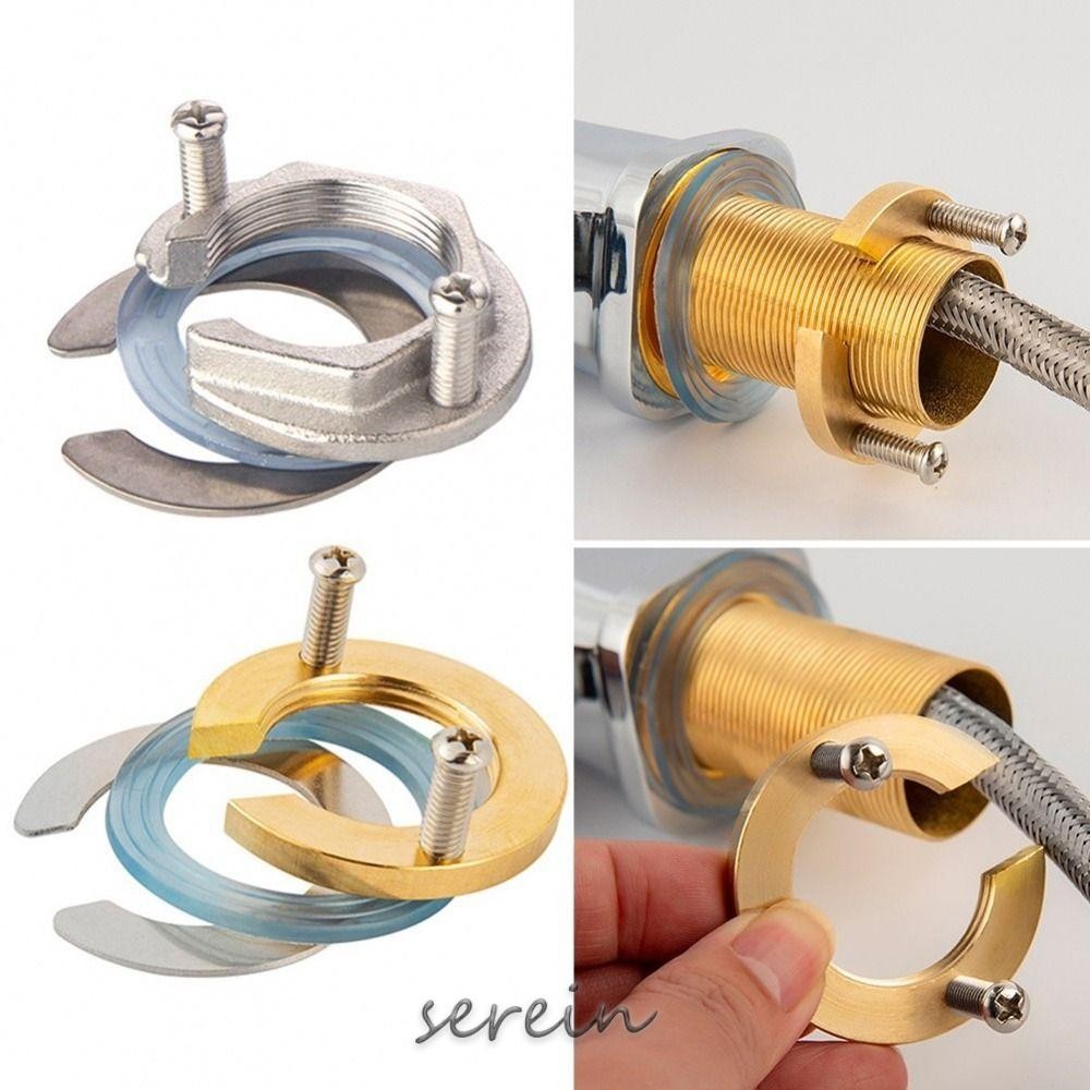 Serein 1 Cái Bộ phụ kiện cố định, Phụ kiện thay thế máy giặt chống mất Vòi Locknut, Chậu rửa bằng thép không gỉ bằng đồng thau Đai ốc buộc 31mm