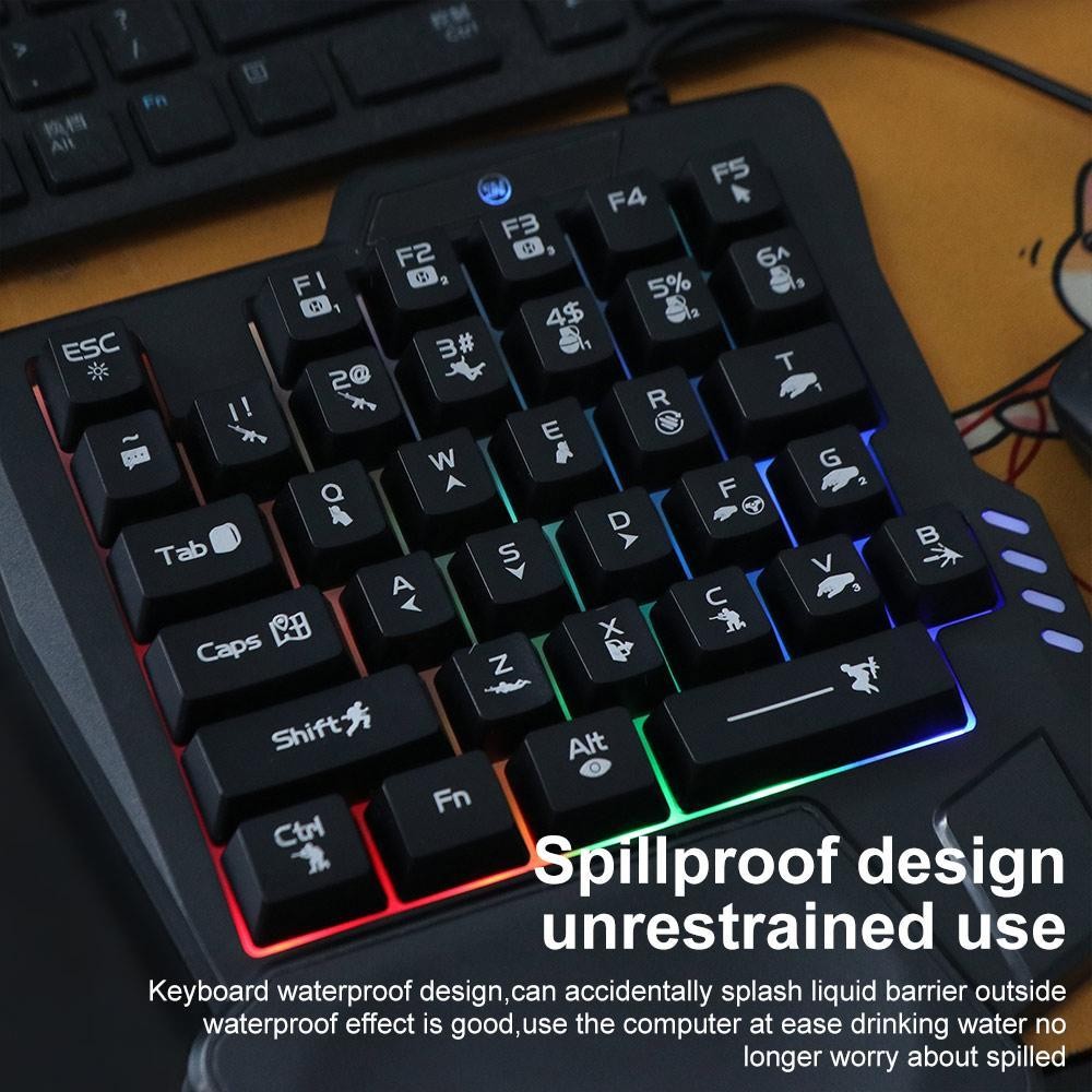 Bàn phím đơn MAOMEI, Bàn phím một tay siêu mỏng USB, Đèn nền di động 3 màu có dây phím cơ chơi game phát sáng có dây PC để bàn | BigBuy360 - bigbuy360.vn