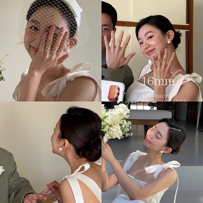 【 Yunyuan 】 4 Kích Cỡ Bông Tai Bun Hấp Cổ Điển Pháp Cao Cấp Cho Nữ, Bông Tai Tròn Phẳng Thiết Kế Ngọt Ngào