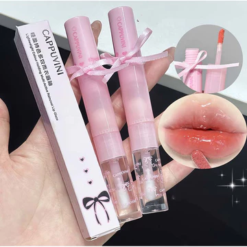 Cappuvini Ren Hồng Hai Đầu Son Môi Áo Mưa Gương Chống Thấm Nước Môi Bùn