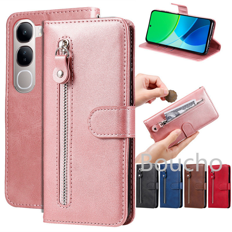 Dành Cho Samsung Galaxy Note 20 Ultra S21 Plus S20 Ultra Note 10 Lite Note 10 + Note 9 Note 8 S10 Plus S9 Plus S21 FE S20 FE Dây Kéo Ví Điện Thoại Bao Da Flip Stand Cover