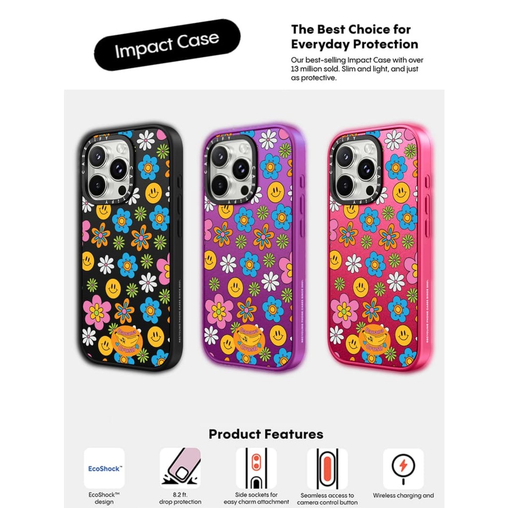 CASETiFY X Smile Case Matte Black Matte Purple Matte RosePink Clear Hard Case Impact Case cho Apple IPhone 13 14 15 16 Pro Max có hộp