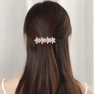 Phong Cách Mới Hoa Bạc Kim Cương Giả Ngọc Trai Sang Trọng Mùa Xuân Kẹp Nổ Kẹp Bên Kẹp Tóc