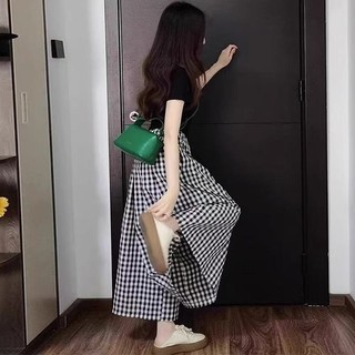 S-4XL Size Lớn Quần + Áo Thun Nữ Kiểm Tra Thường Ngày Mùa Hè Phù Hợp Với Nữ Dáng Rộng Ôm Hơn Nhìn Lười Phong Cách Ngắn Tay Top Váy Kiểm Tra Quần Thể Thao Bộ Đồ Hai Mảnh Hợp Thời Trang Quần Áo Nữ Hơi Béo