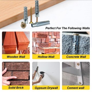 10 cái M6 Neo tường rỗng bằng thép hình cây có vít Bộ sửa chữa lỗ bản lề rời cho tường bê tông Bu lông mở rộng kim loại cho vách thạch cao chống trượt an toàn chắc chắn phù hợp dùng trong gia đình xưởng sửa chữa và mang theo tiện lợi