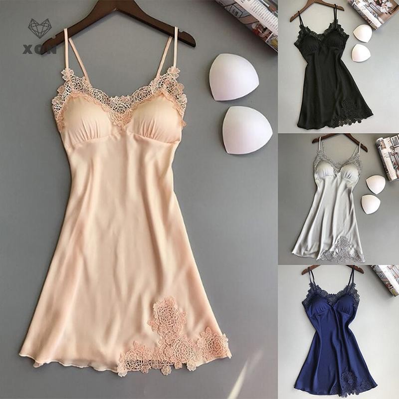 XON Đầm Ngủ 2 Dây Có Mút Nâng Ngực Gợi Cảm
