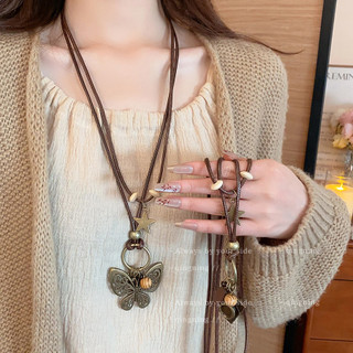Vòng cổ mặt dây chuyền hình con bướm bằng sáp Bohemian, dây chuyền xương đòn phong cách dân tộc cổ điển, dây chuyền cao cấp dành cho nữ bán buôn