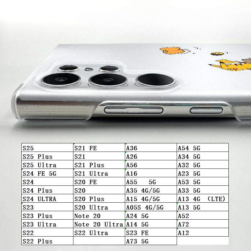 Dành Cho Samsung S25 Ultra S24 Ultra A56 S23 Pokemon Pikachu Gengar Siêu Mỏng Mờ Cứng Ốp Lưng Điện Thoại S22 S21 FE S20 A55 A53 A16 A15 A33 A72 Vỏ Chống Sốc