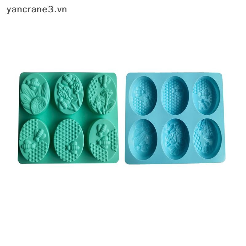 {YAN3} Vật liệu tốt cho sức khỏe mới Khuôn xà phòng silicon ong mật 6 khoang Khuôn thủ công Làm xà phòng hình bầu dục 3D Khuôn xà phòng thủ công DIY {yancrane3.vn}
