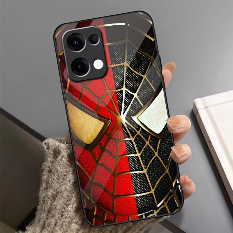 Ốp Điện Thoại Kính Marvel SpiderMan 02 Cho Oppo A54 A74 4G A79 5G A94 A3X Reno 11 12 13 11F 12F 13F 10 8 Cover