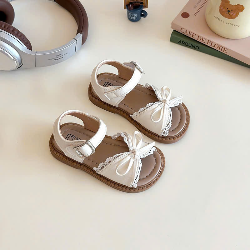 sandal bé gái dép quai hậu cho bé quai chéo nơ xinh xắn êm chân QCCC full hộp trắng cho bé từ 1 tuổi V7925 ( ảnh thật)