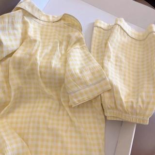 Kẻ Sọc Nhẹ Gấu Bộ Đồ Ngủ Nữ Mùa Hè Mới Quần Short Tay Ngắn Ins Phong Cách Nhật Bản Dễ Thương Sinh Viên Nhà Quần Áo Mặc Ngoài