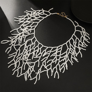 Tua Rua San Hô Nhánh Hình Vòng Cổ Handmade Hạt Gạo Áo Len Dây Chuyền Phóng Đại