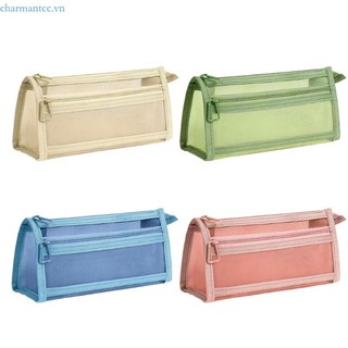 Charmantcc1 Túi đựng bút lưới Túi đựng bút chì trong suốt Hộp đựng bút chì lưới hai lớp