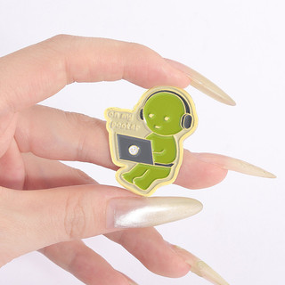 SMISKI Nhân Vật Hoạt Hình Men Trâm Dễ Thương Sáng Tạo Xanh Người Nhỏ Kim Loại Pin Ba Lô Phụ Kiện Quà Tặng Cho Bạn Bè