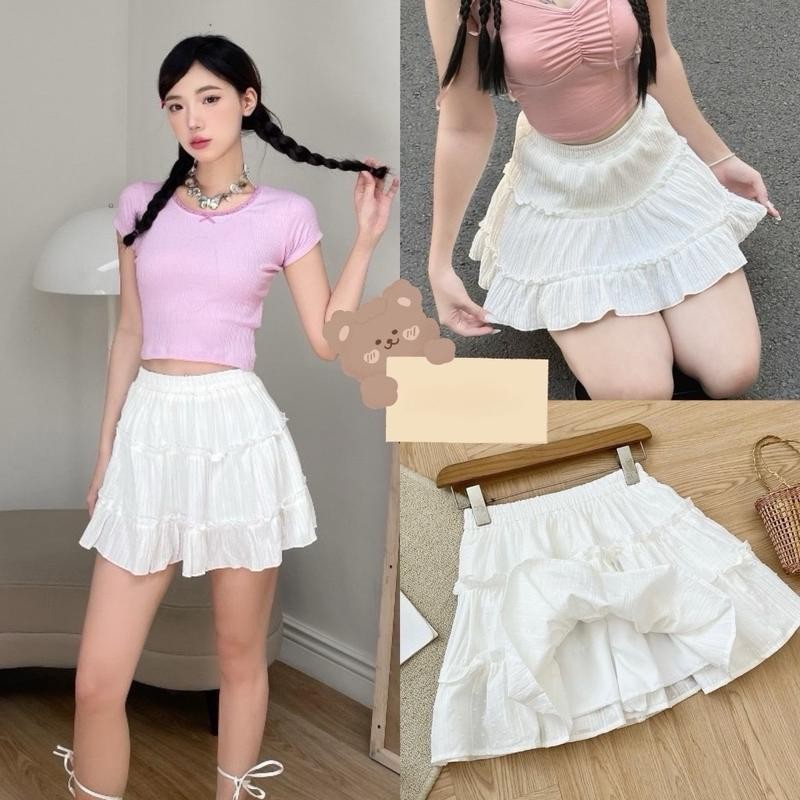Váy bigsize 3 tầng chất liệu thun xốp nhật có quần bảo hộ kín đáo nhiều màu xinh len đầm 2