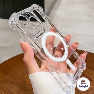 Ốp điện thoại trong suốt pha lê Acylic từ tính đơn giản cho IPhone 11 15 16 Pro max 16plus 13 ProMax 12 14pro max X XR 7 8 Plus Ốp lưng chống sốc bốn góc