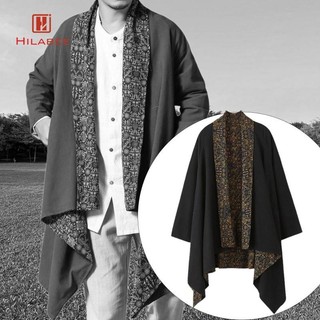 Áo khoác Cardigan dài in hình nam bằng vải lanh Cotton có thể đảo ngược Áo khoác Kimono
