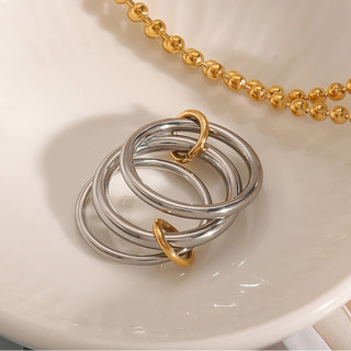 Châu Âu Mỹ ins Phong Cách Mới Thép Không Gỉ Xếp Chồng Nhẫn Nữ Size 8