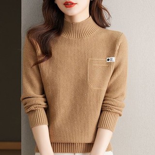 K Dệt Kim Áo Len Thu Đông Phong Cách Phương Tây Rời Nửa Cổ Rùa Dày Ngắn Năm Mới Đỏ Hàng Đầu Phong Cách Mới