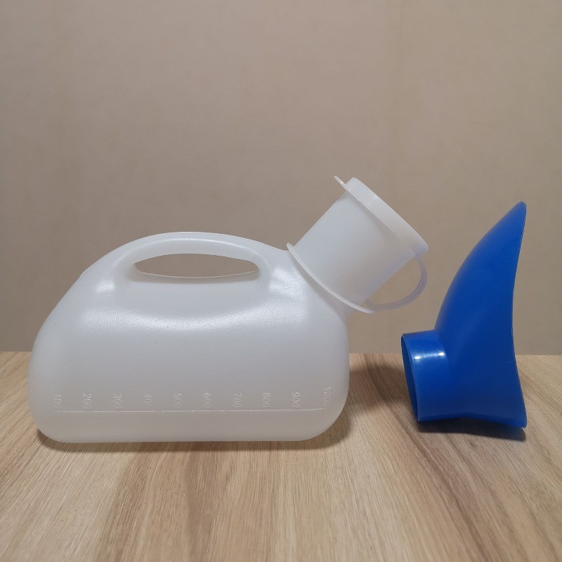 Bình Tiểu Nhựa 1000ML Cho Nam, Có Nắp, Bộ Tiếp Nhận Nước Tiểu, Bình Đái Có Đầu Nối Cho Nữ
