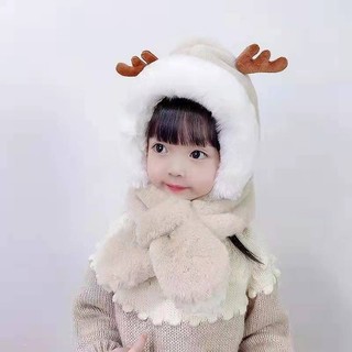 Mùa Đông Mũ Trẻ Em Khăn Tích Hợp Nam Nữ Dày Ấm Áp Sang Trọng Mũ Dễ Thương Bé Hươu Nhung Mũ Bảo Vệ Tai