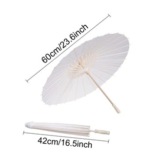 NUSPACE 1 Chiếc Ô Giấy, Đồ Dùng Cưới Trắng Truyền Thống DIY Handmade, Đường Kính Bền 60 / 84cm Trống Tay Cầm Dài Đạo Cụ Chụp Ảnh Cho Tiệc Cưới Kỷ Niệm